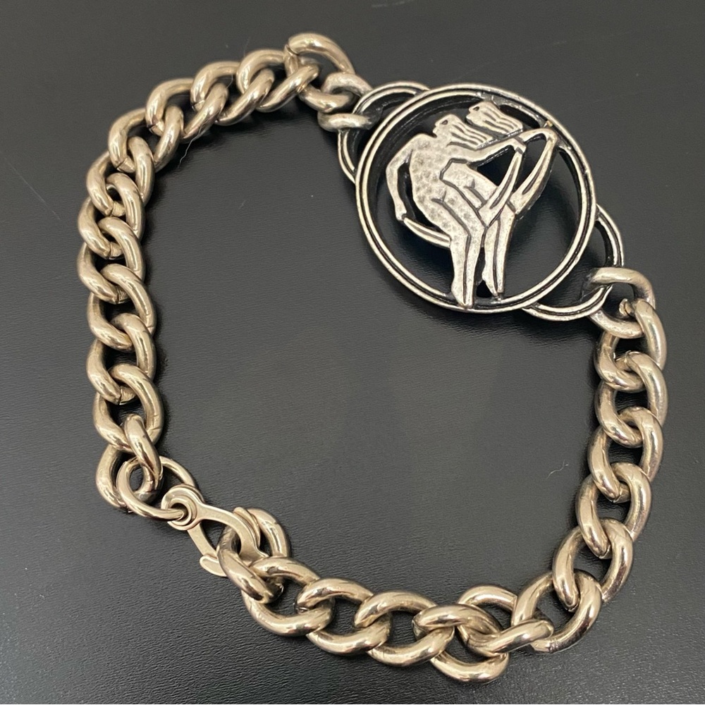 Vintage Gemini Zodiac Horoscope 8.5” Unisex ID Bracelet 29g.